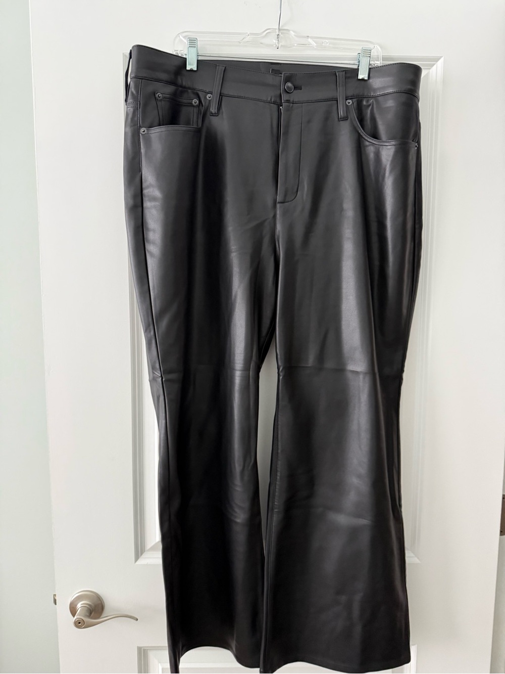 J. Crew Black Faux Leather Flare Jeans